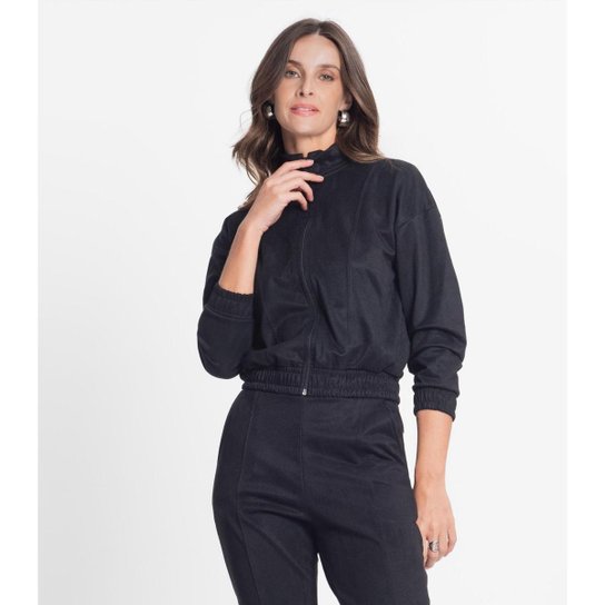 Jaqueta Feminina Em Suede Sarjado Rovitex Preto - Preto Menor preço em Jaqueta Feminina Em Suede Sarjado Rovitex Preto - Preto