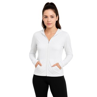 Jaqueta feminina esportiva Dry respirável com capuz bolsos leve