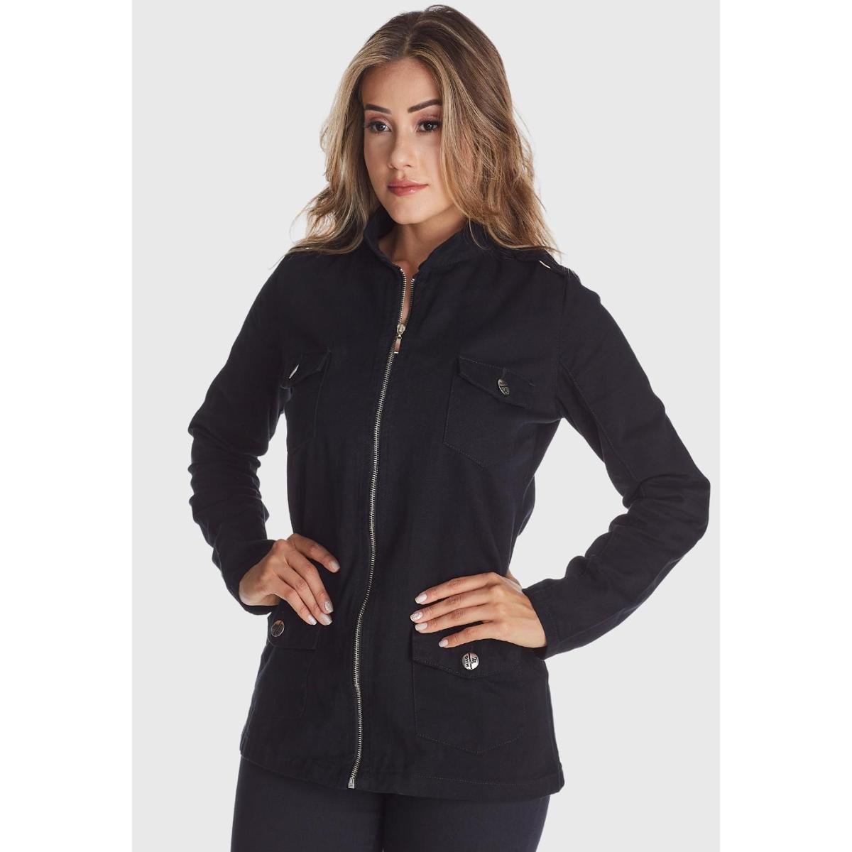 Jaqueta Feminina HNO Jeans Parka Preto