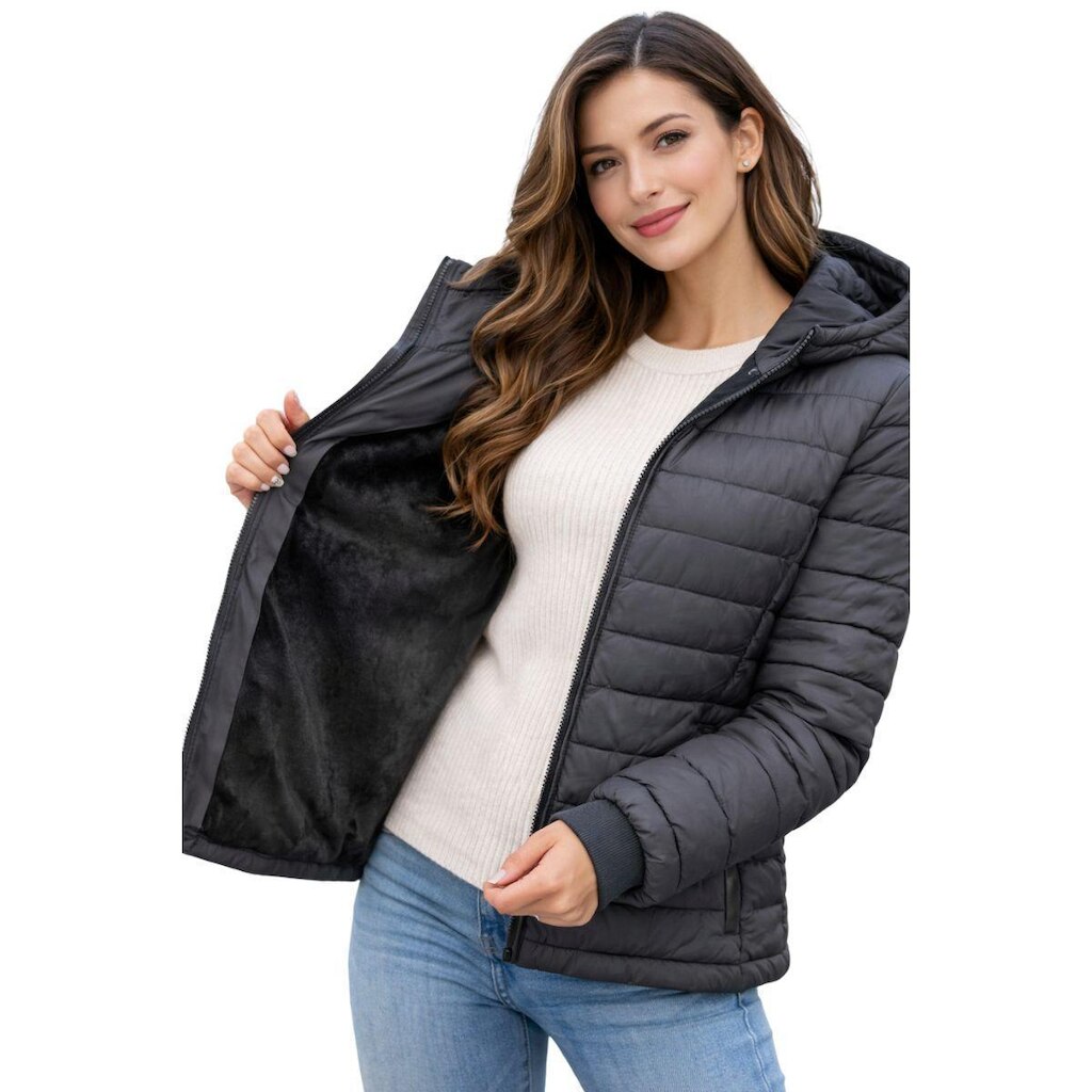 Jaqueta Feminina Impermeável Puffer FMF com Capuz