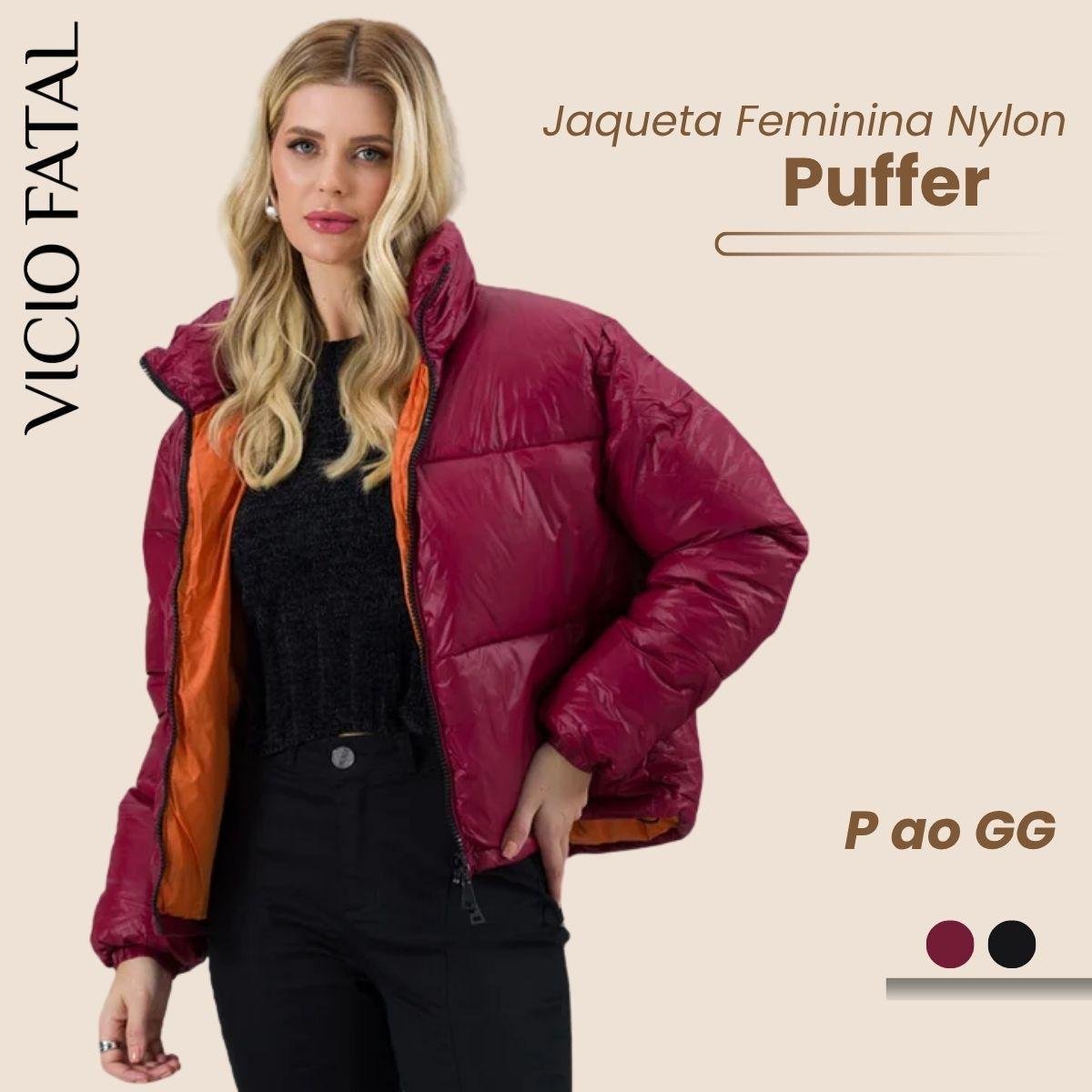 Jaqueta Nylon Com Capuz Pluma De Ganso Feminina em promoção na