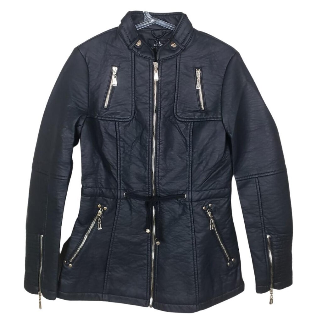 Jaqueta Feminina Parka em PU Trucker Forrada