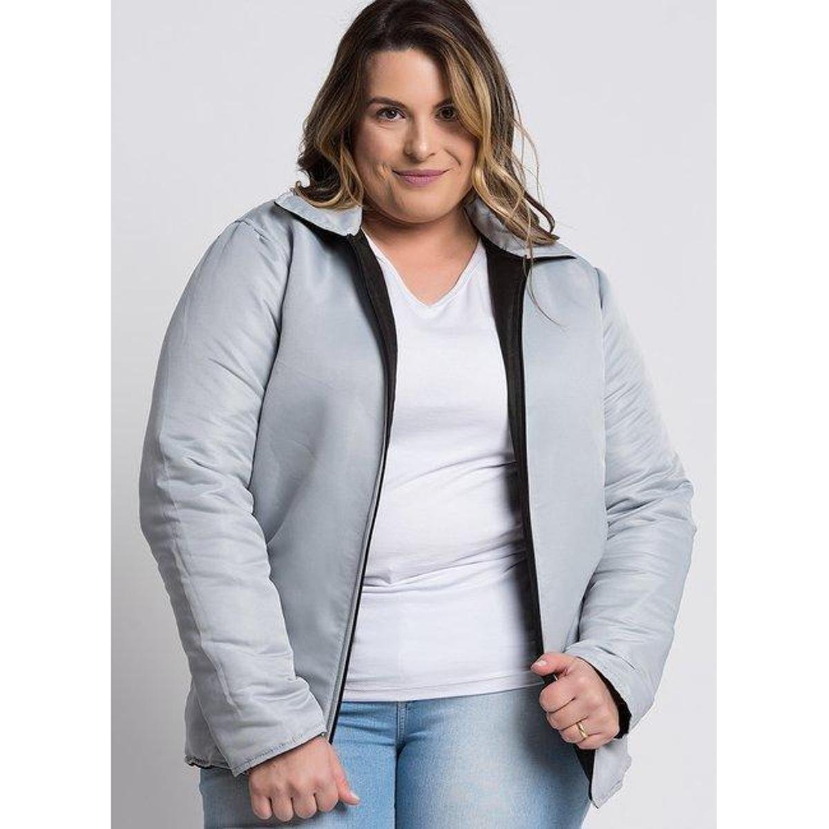 Jaqueta Feminina Plus Size Dupla Face Microfibra - Serena Menor preço em Jaqueta Feminina Plus Size Dupla Face Microfibra - Serena