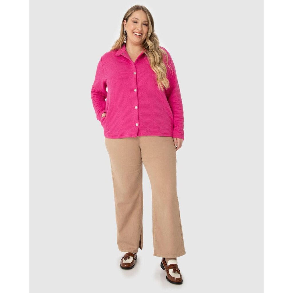 Jaqueta Feminina Plus Size Em Malha Matelassê