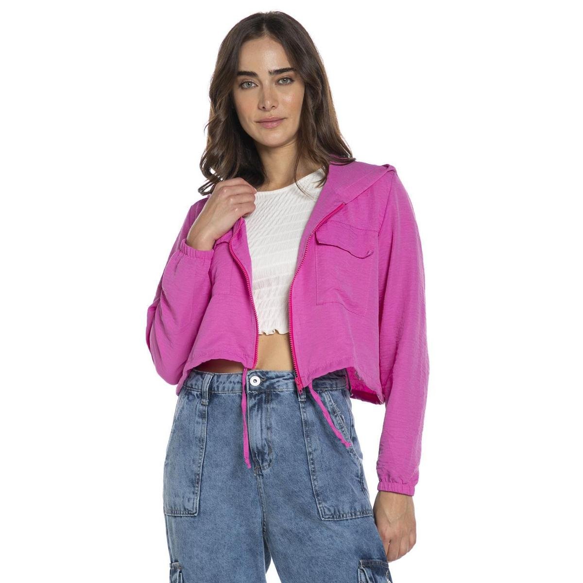 Jaqueta Feminina Polo Wear Ziper Capuz Rosa Netshoes