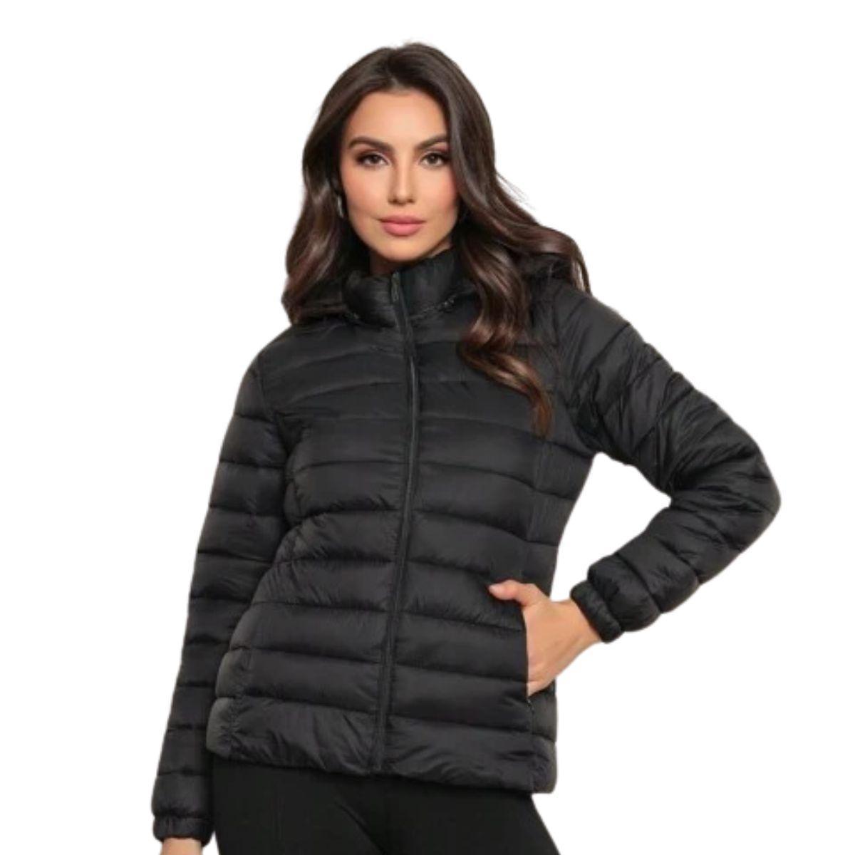 Jaqueta Feminina Puffer Nylon Industrie Peluciada Isolamento Térmico Blusa de Frio
