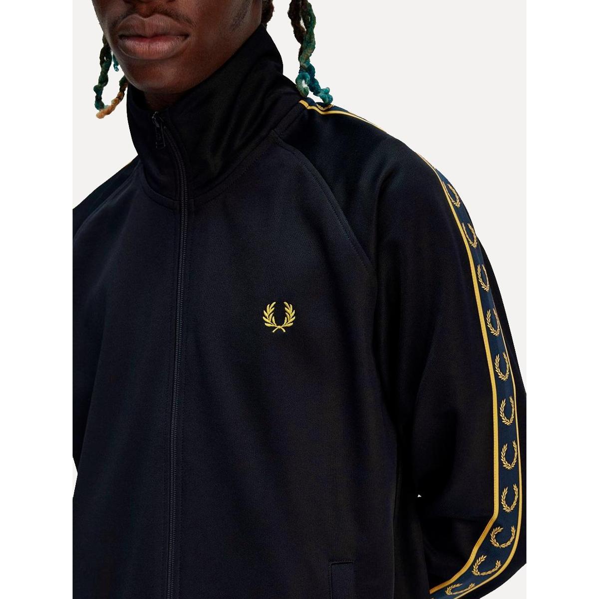 Jaqueta Fred Perry Masculina Contrast Tape Track Azul Marinho