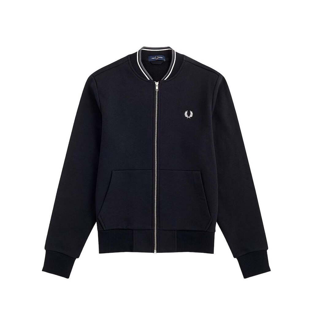 Jaqueta Fred Perry Moletom Masculina Regular Zip Through Preta