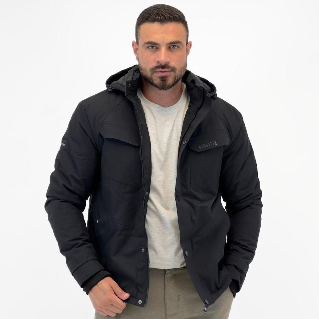 Jaqueta Gangster Nylon com Capuz Masculina