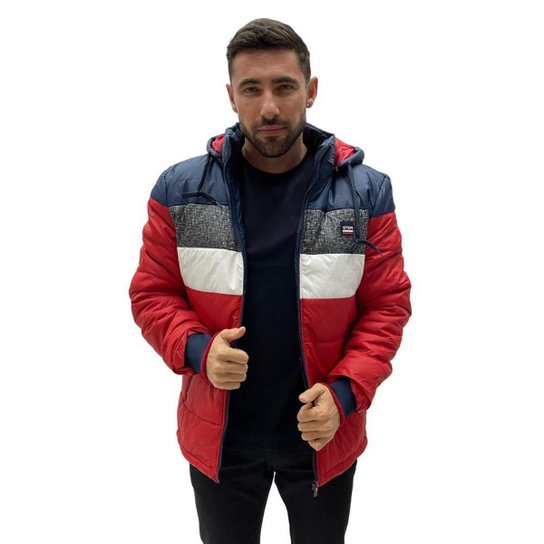 JAQUETA GANGSTER NYLON COM CAPUZ MASCULINA - Vermelho Menor preço em JAQUETA GANGSTER NYLON COM CAPUZ MASCULINA - Vermelho