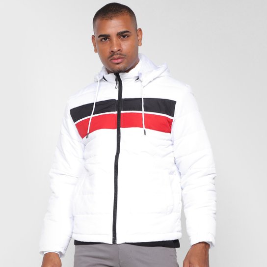 Jaqueta Giorgio Bianco Bomber Puffer Capuz Removível Masculina - Branco Menor preço em Jaqueta Giorgio Bianco Bomber Puffer Capuz Removível Masculina - Branco