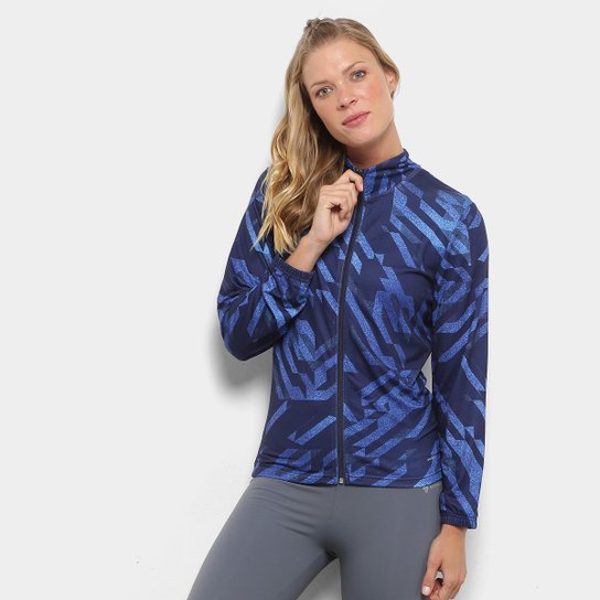 Jaqueta Gonew Slim Fit Geométrico Feminina - Marinho+Azul