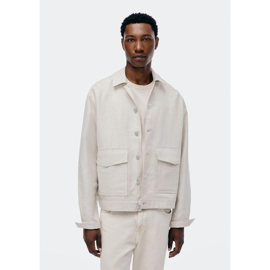 Jaqueta Hering Overshirt Com Linho Masculina