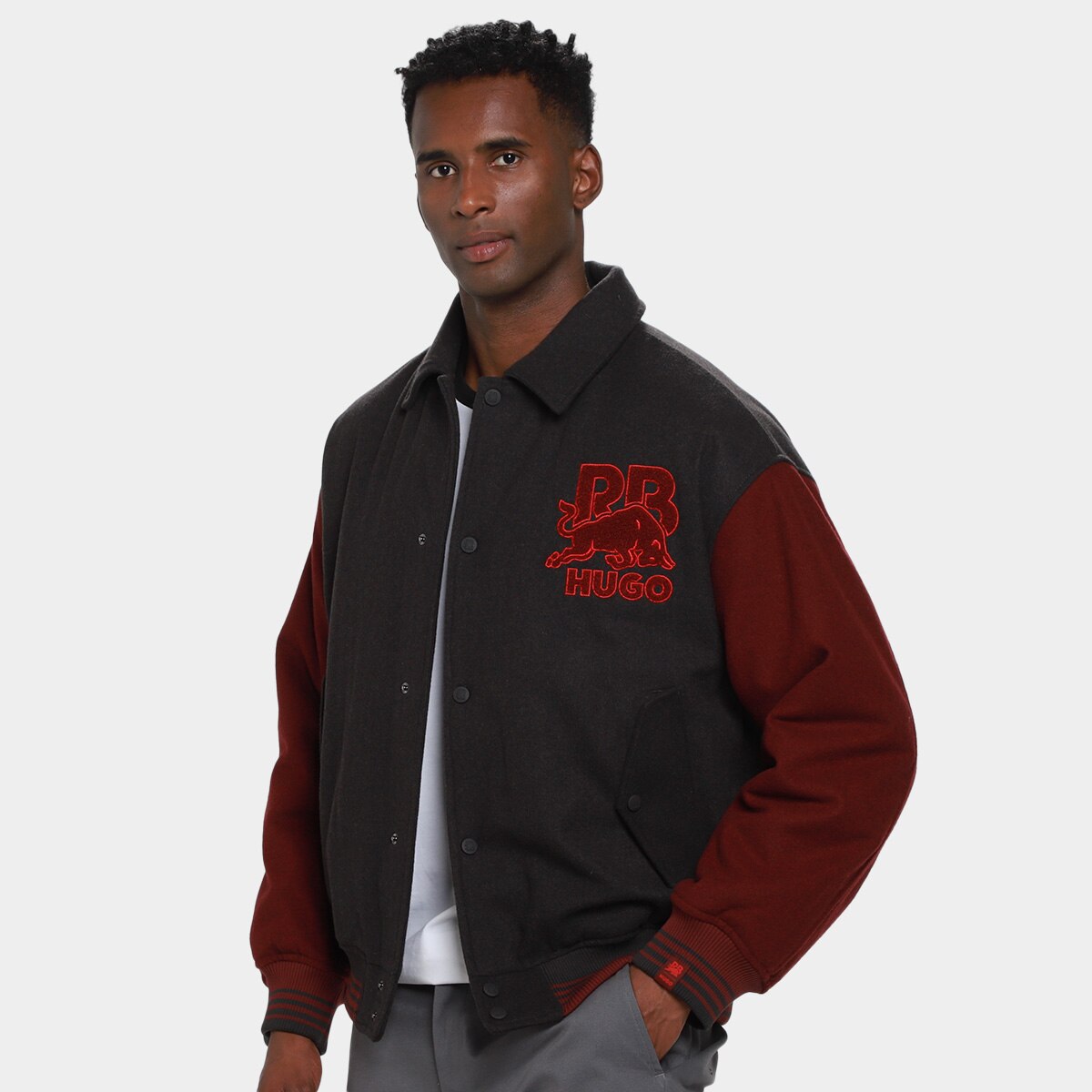 Jaqueta Hugo Boss Racing Bulls College Masculina Marrom