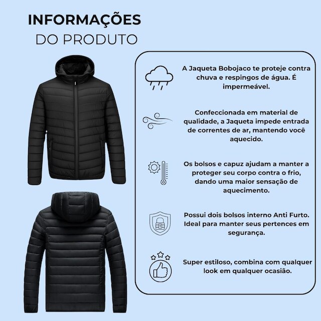 Jaqueta Infanti Juvenil Bobojaco Acolchoada Puffer Masculina