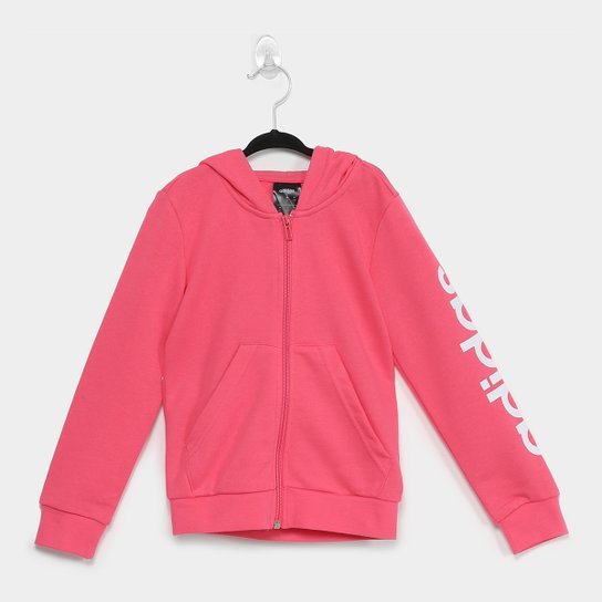 Jaqueta Infantil Adidas Capuz Yg e Lin Fz Hd Feminina - Rosa+Branco