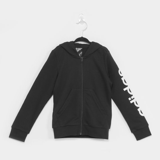 Jaqueta Infantil Adidas Capuz Yg e Lin Fz Hd Feminina - Preto+Branco