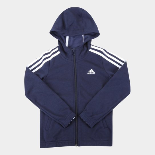 Jaqueta Infantil Adidas D2M Capuz Feminina - Marinho+Off White Menor preço em Jaqueta Infantil Adidas D2M Capuz Feminina - Marinho+Off White