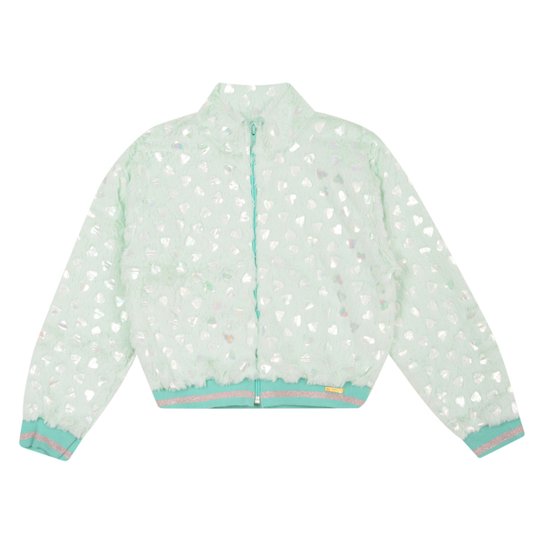 Jaqueta Infantil Duzizo Brilho Feminina - Verde claro Menor preço em Jaqueta Infantil Duzizo Brilho Feminina - Verde claro