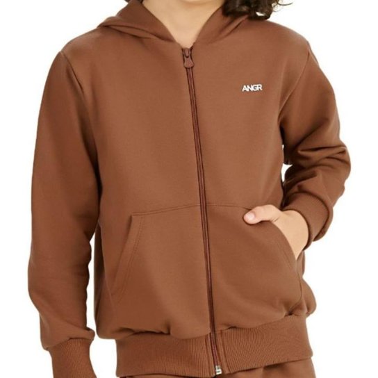 Jaqueta Infantil Menino Moletom Peluciado Com Capuz Cacau Angerô - Main Image