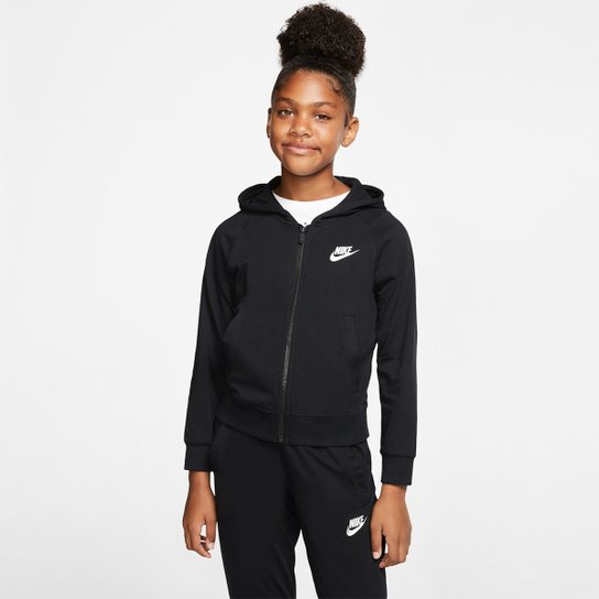 Jaqueta Infantil Nike Sportswear Moletom Capuz Feminina - Preto Menor preço em Jaqueta Infantil Nike Sportswear Moletom Capuz Feminina - Preto