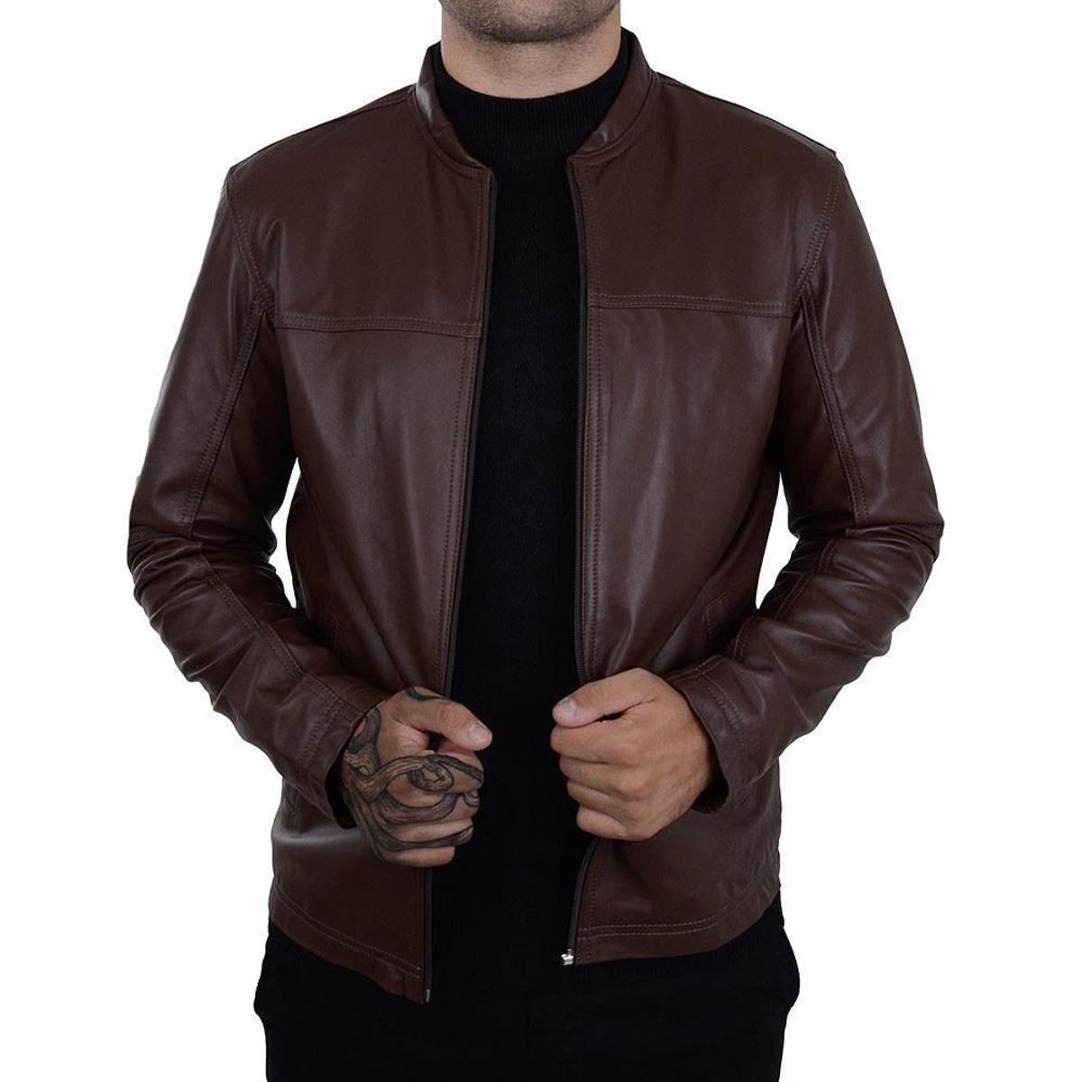Jaqueta Couro Marrom Masculina em promoção na Netshoes!
