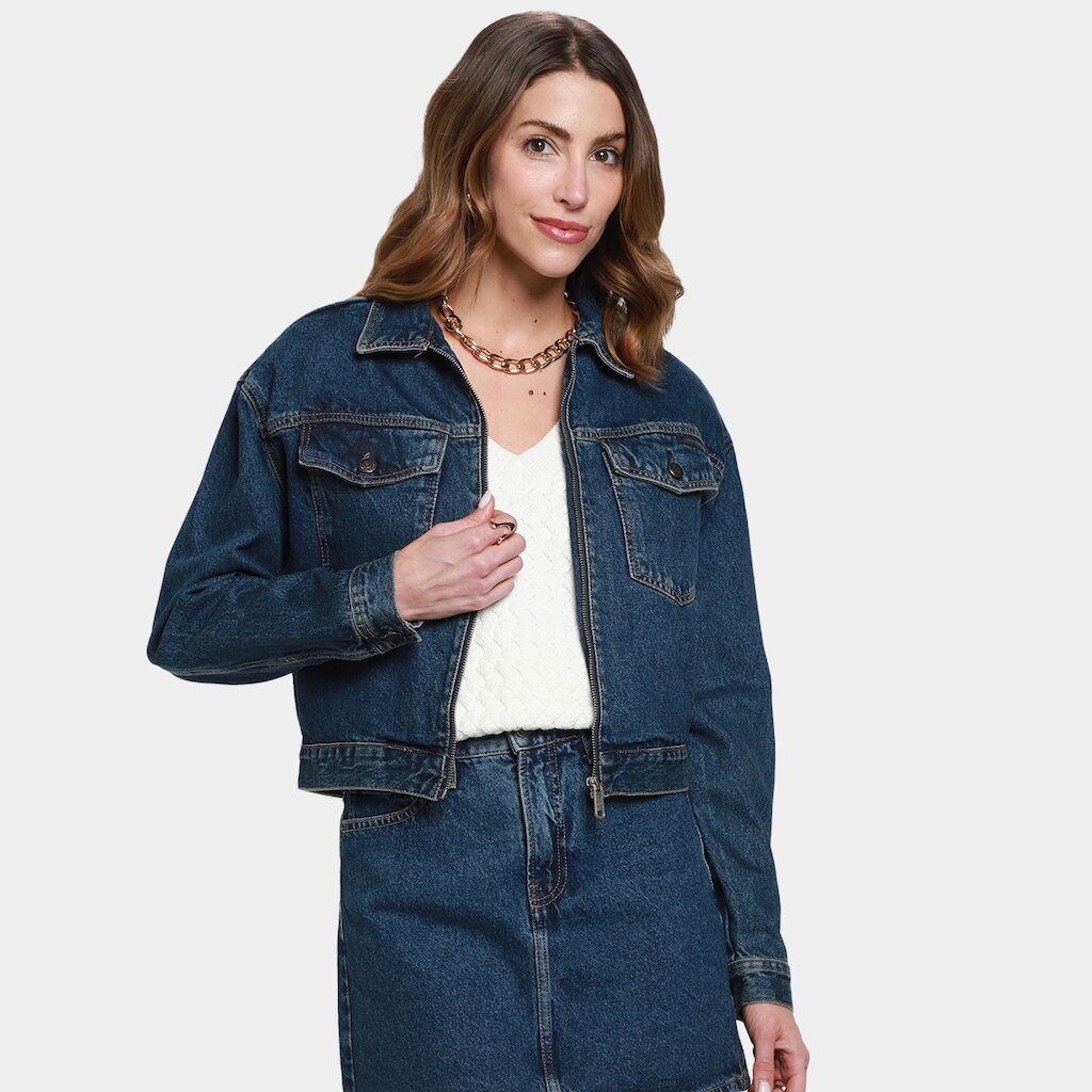 Jaqueta Jeans Calvin Klein Cropped Feminina