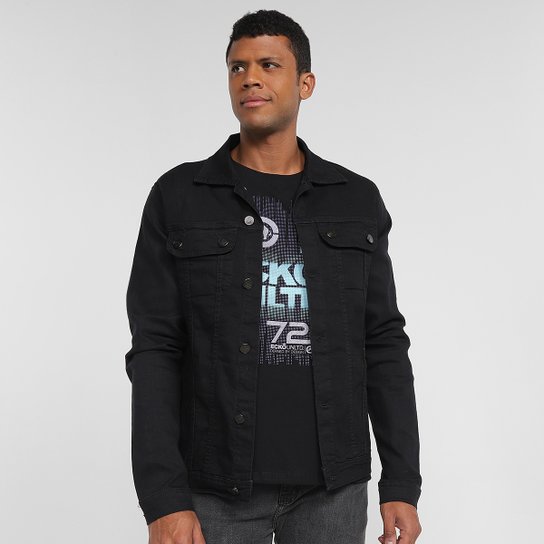 Jaqueta Jeans Ecko Bolsos Masculina - Preto Menor preço em Jaqueta Jeans Ecko Bolsos Masculina - Preto