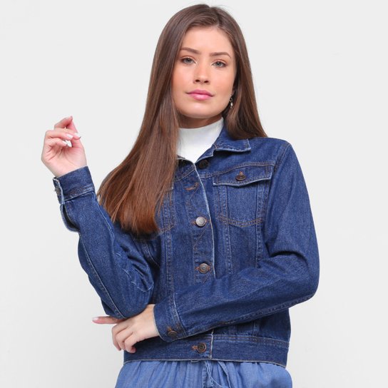Jaqueta Jeans Ex Adverso Básica Feminina - Azul Menor preço em Jaqueta Jeans Ex Adverso Básica Feminina - Azul