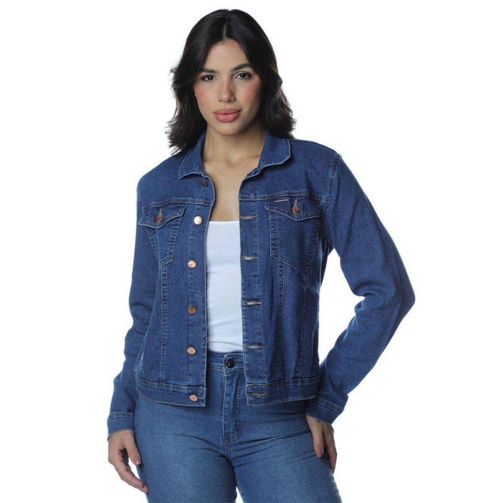 Jaqueta Jeans Fem. Com Elastano 4 Bolsos Vilejack VFJF0032