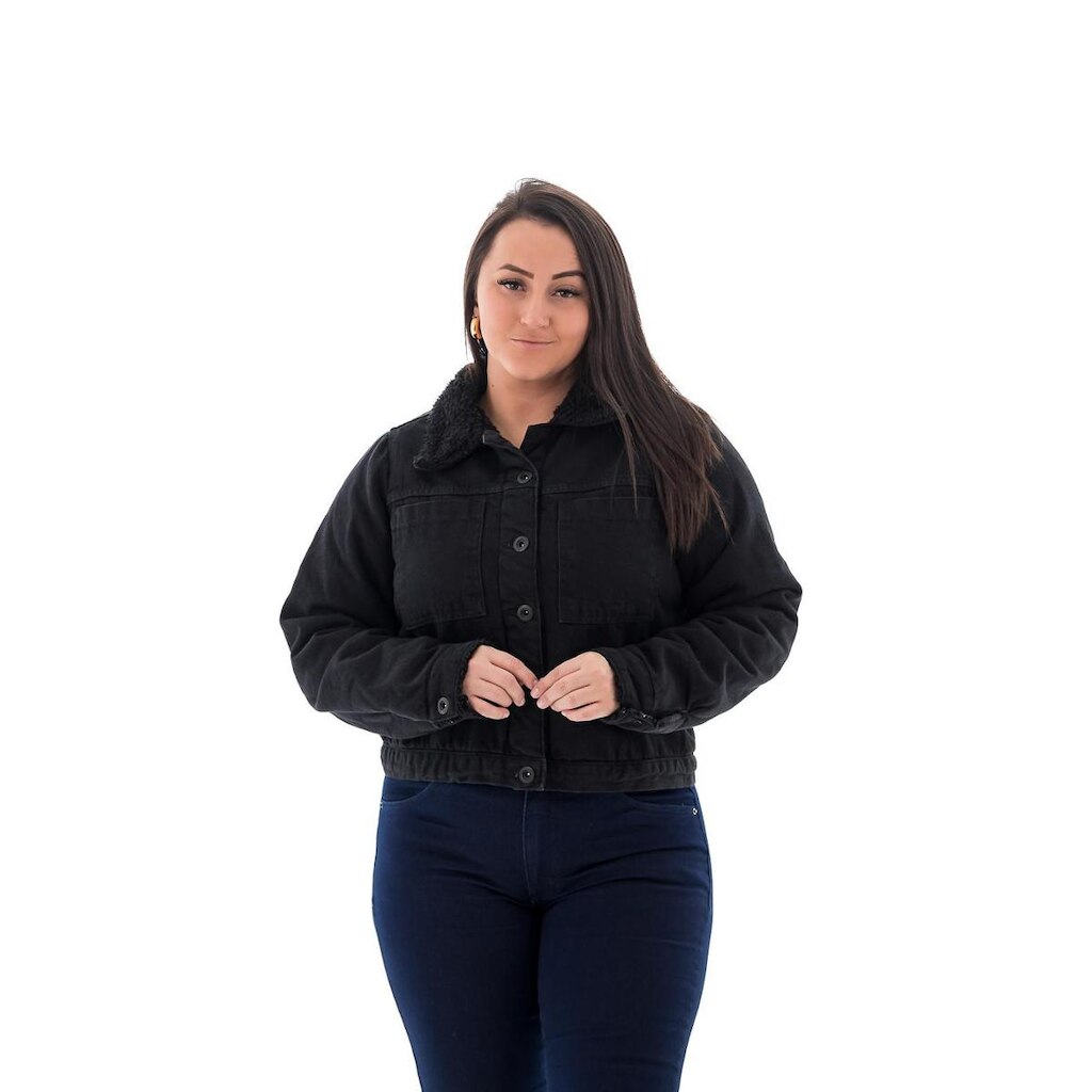 Jaqueta Jeans Feminina Arauto com Pêlo Black