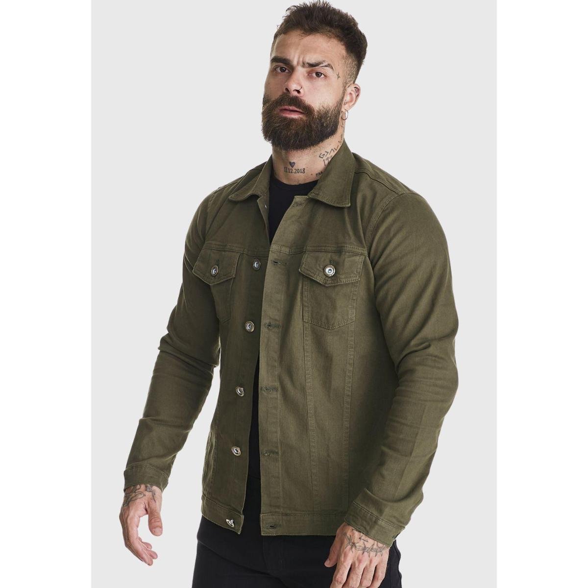 Jaqueta Jeans HNO Jeans Premium Lisa Verde Menor preço em Jaqueta Jeans HNO Jeans Premium Lisa Verde