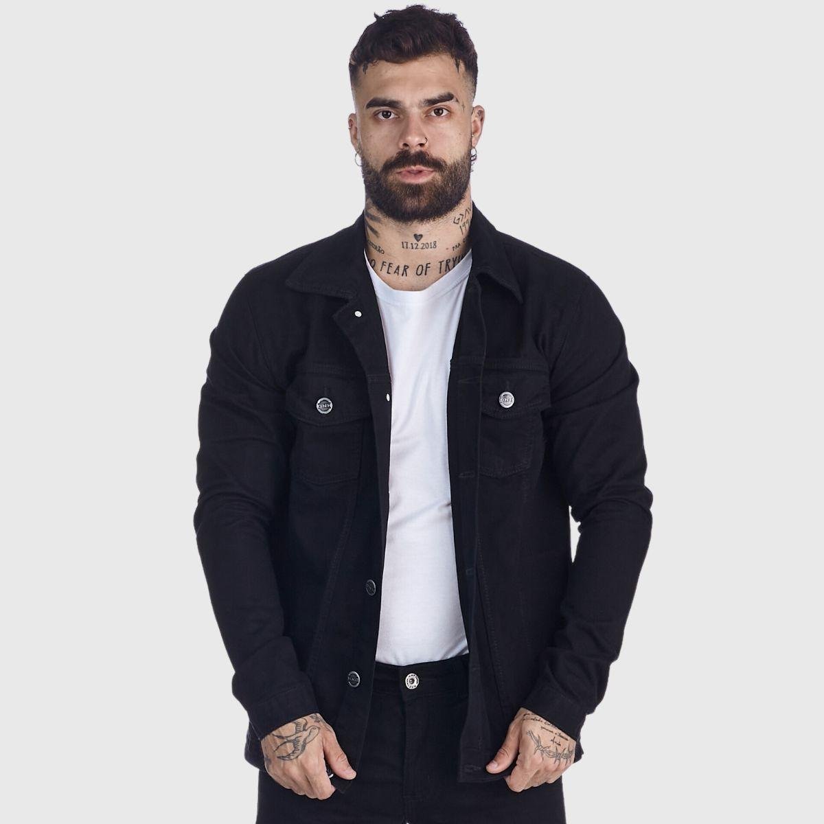 Jaqueta Jeans HNO Jeans Premium Preto Menor preço em Jaqueta Jeans HNO Jeans Premium Preto