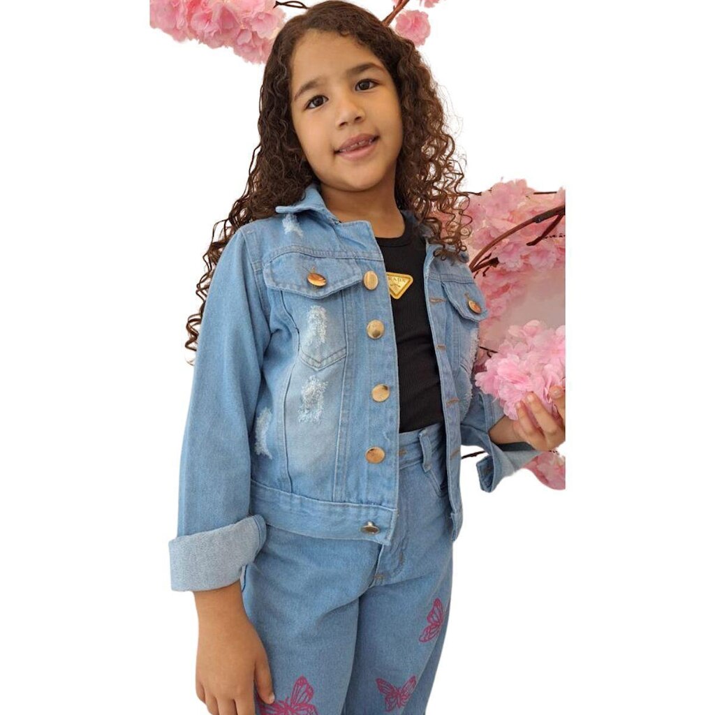 Jaqueta Jeans Infantil Menina Modelo Premium Coleção Outono