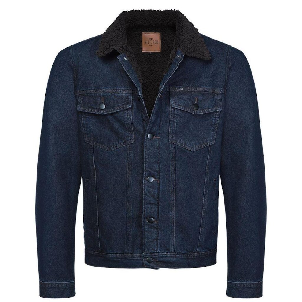 Jaqueta Jeans Masc. 100% Algodão C/ Colete De Pelo VMJA0034