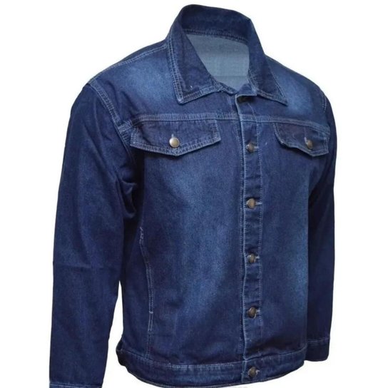 Jaqueta Jeans Masculina Azul Premium Fit Alto Padrão - Azul Menor preço em Jaqueta Jeans Masculina Azul Premium Fit Alto Padrão - Azul
