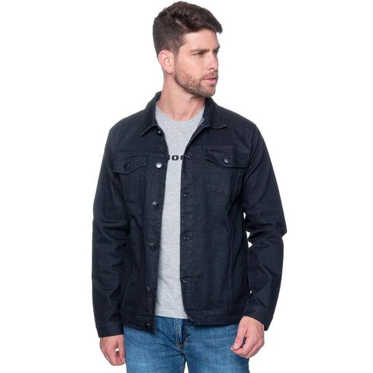 Jaqueta Jeans Masculina Básica Clássica Preta - Preto Menor preço em Jaqueta Jeans Masculina Básica Clássica Preta - Preto