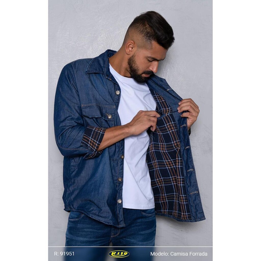 Jaqueta Jeans Masculina Ri19 Forrada Lançamento