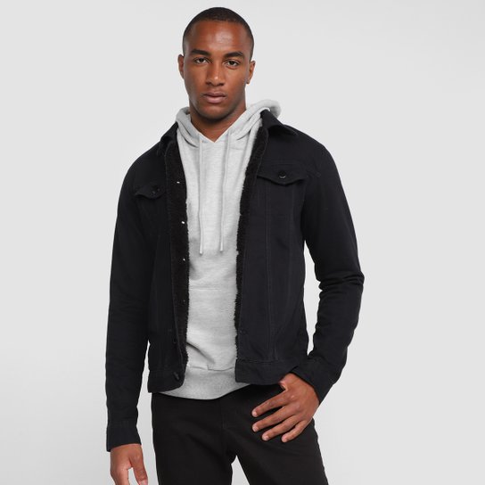 Jaqueta Jeans Naraka C/Pelo Masculina - Preto Menor preço em Jaqueta Jeans Naraka C/Pelo Masculina - Preto