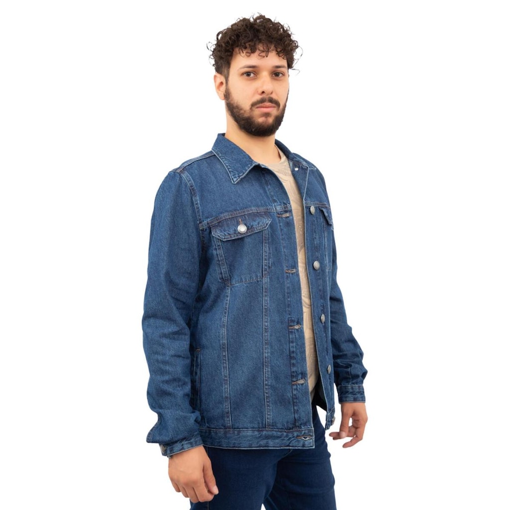 Jaqueta Jeans Plus Size Cambos Bolsos Masculina