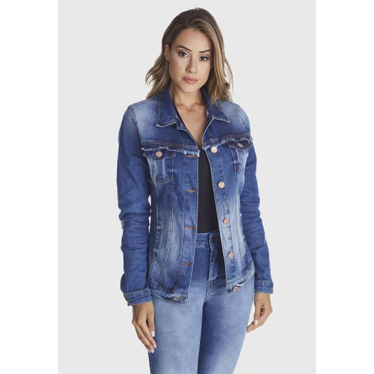 Jaqueta Jeans Zuren Stone Used Azul - Azul Menor preço em Jaqueta Jeans Zuren Stone Used Azul - Azul