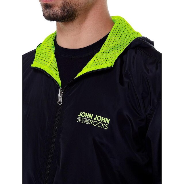 Jaqueta John John Masculina Gym Rocks Capuz Dupla Face Preta - Preto ...