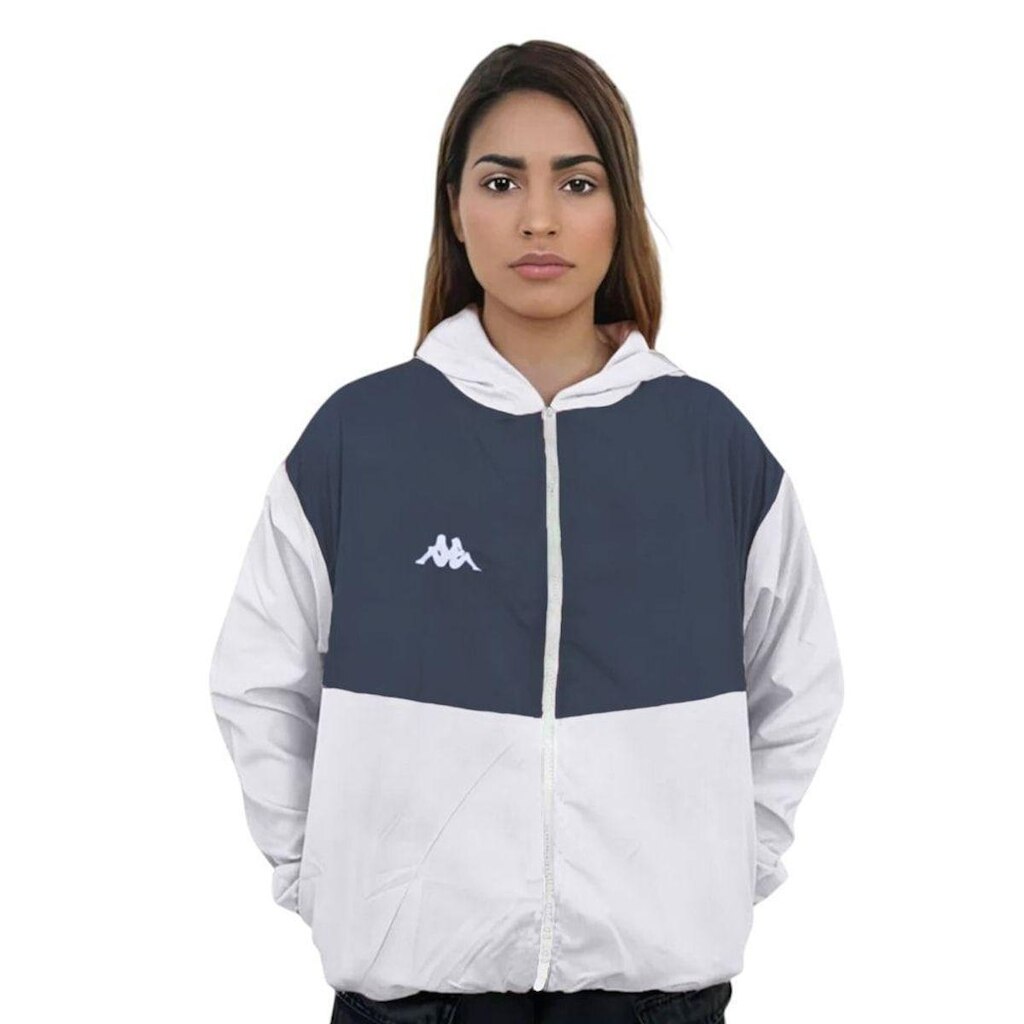 Jaqueta Kappa Quebra Vento Lory Feminina - Branco e Marinho M