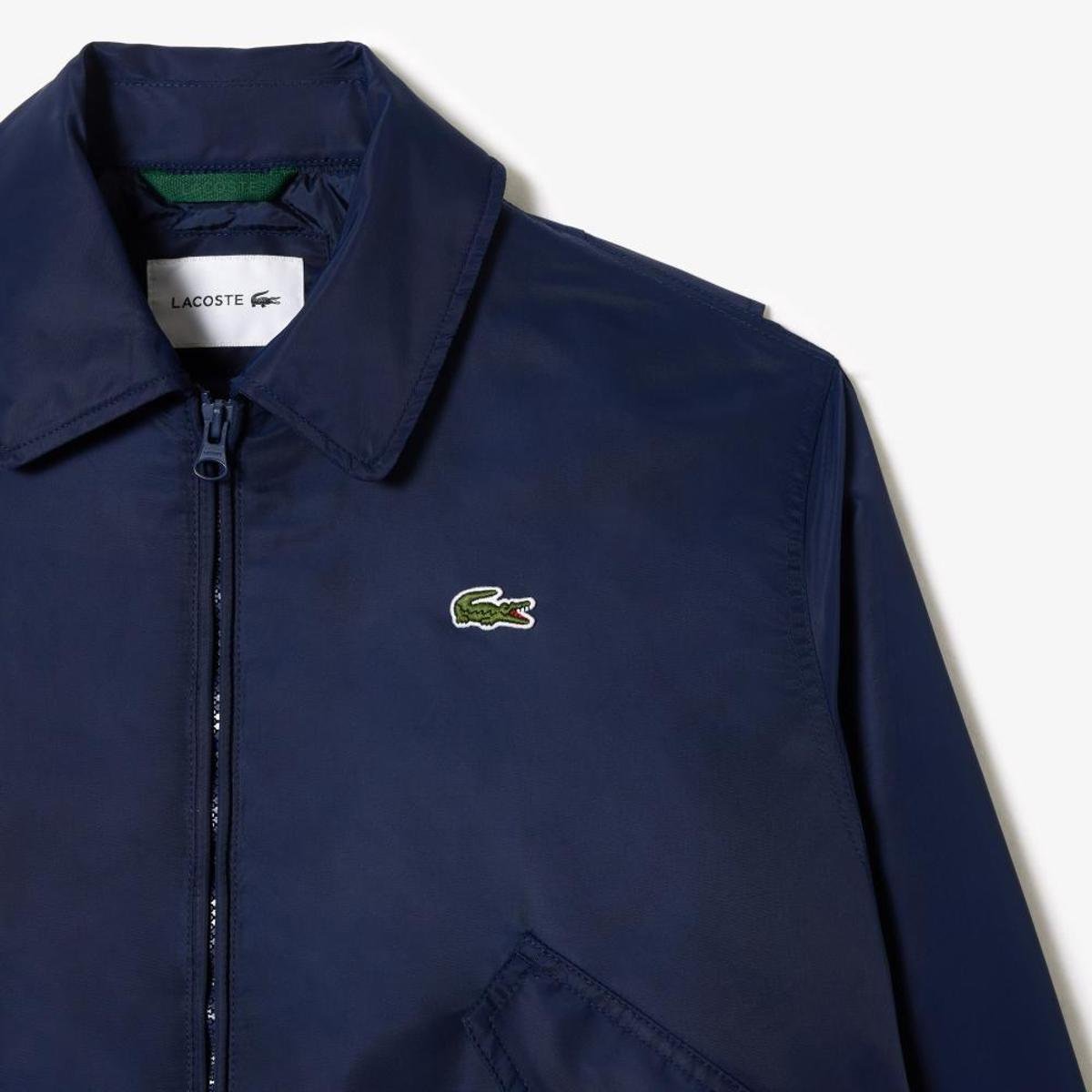 Jaqueta Lacoste bomber oversized em náilon com logo atrás - Azul