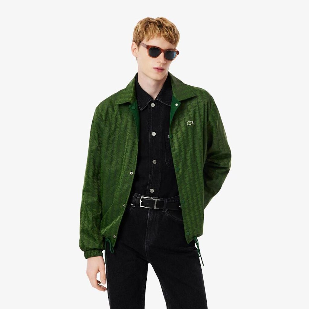 Jaqueta Lacoste com Monograma com Bimaterial Reversível Masculina
