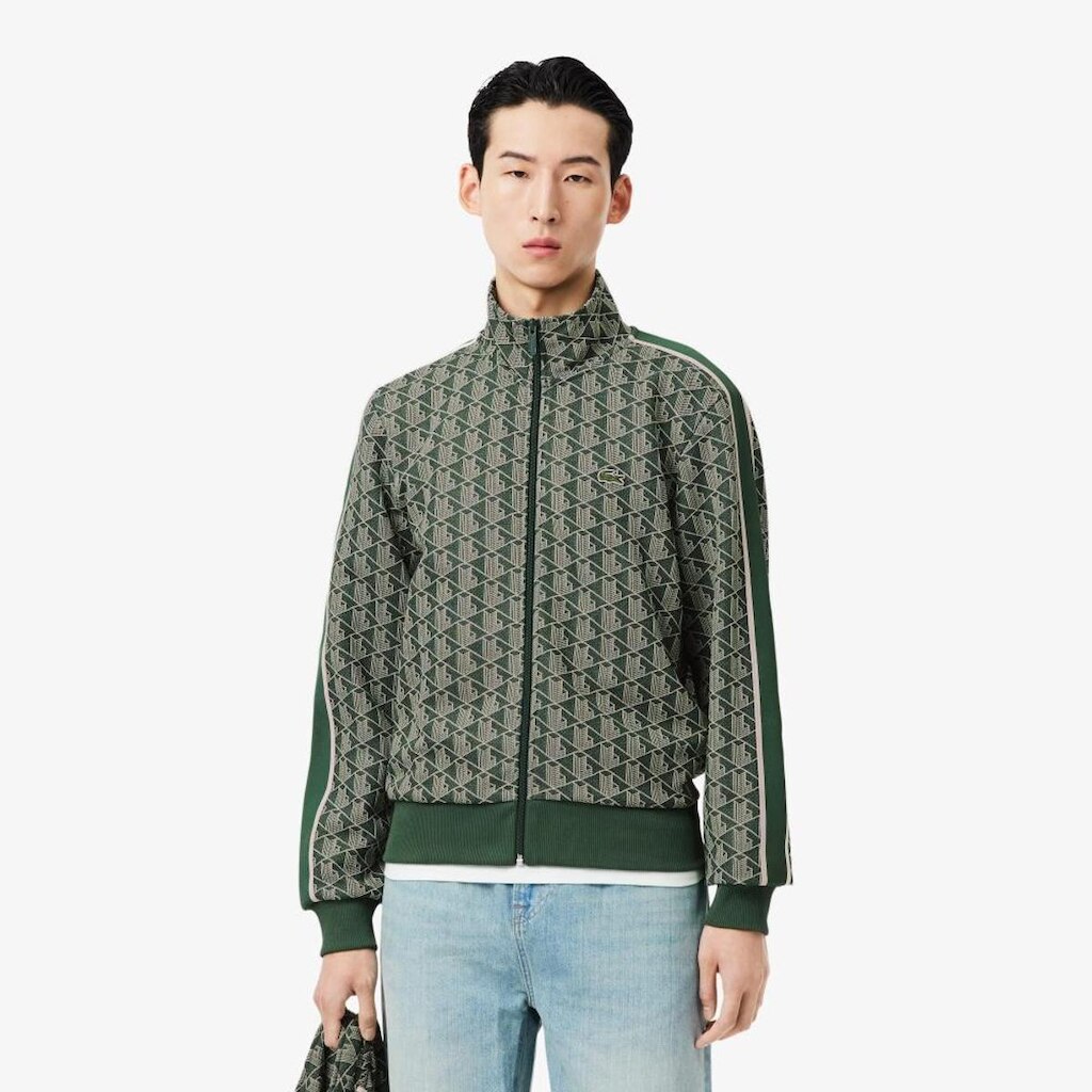 Jaqueta Lacoste Track Jacquard com Zíper Paris