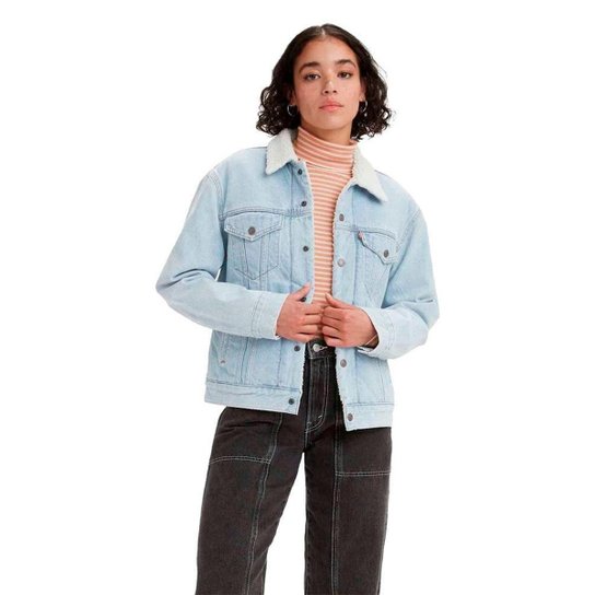 Jaqueta Levi's Ex-Boyfriend Sherpa Trucker Feminina JEANS CLARO GG