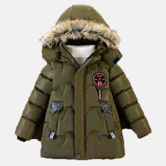 Jaqueta manabana Casaco Forrado Com Pelúcia Grosso Infantil Viagem para Exterior - Verde escuro Menor preço em Jaqueta manabana Casaco Forrado Com Pelúcia Grosso Infantil Viagem para Exterior - Verde escuro