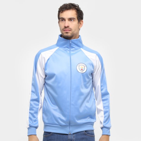 Jaqueta Manchester City Trilobal Recortes Masculina - Azul+Branco