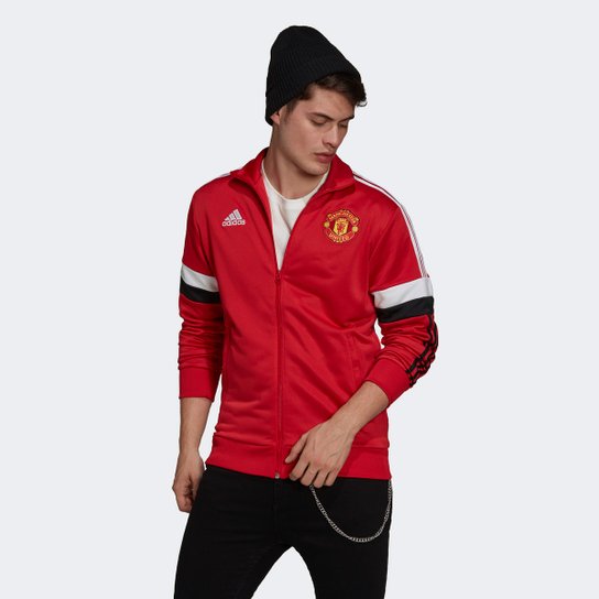 Jaqueta Manchester United Adidas 3-Stripes Track Top Masculina - Vermelho Menor preço em Jaqueta Manchester United Adidas 3-Stripes Track Top Masculina - Vermelho